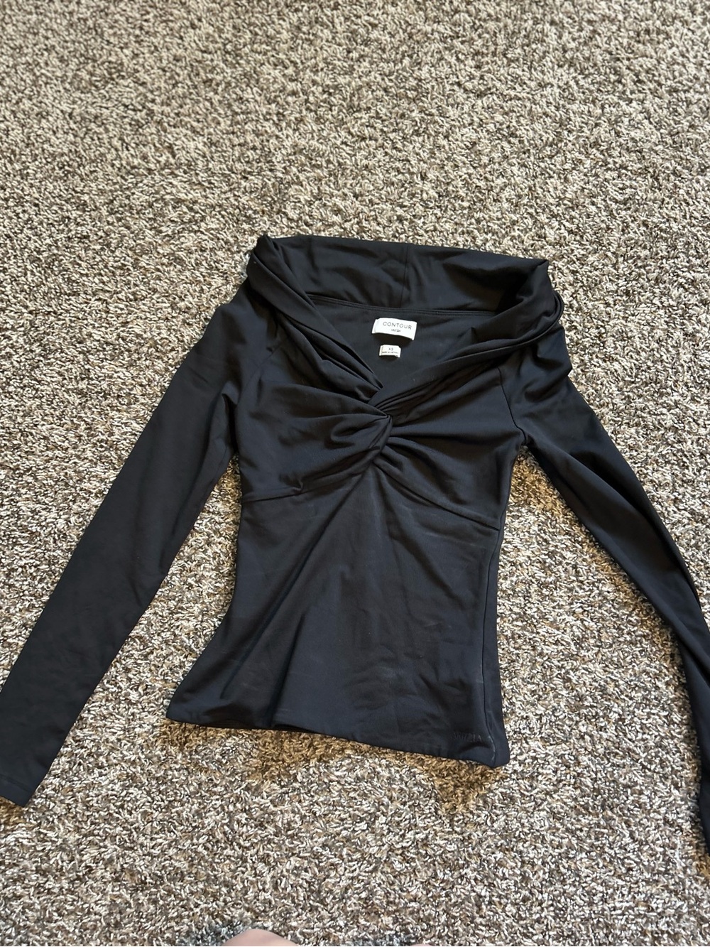 Aritzia Black Long-Sleeve Twist Front Top